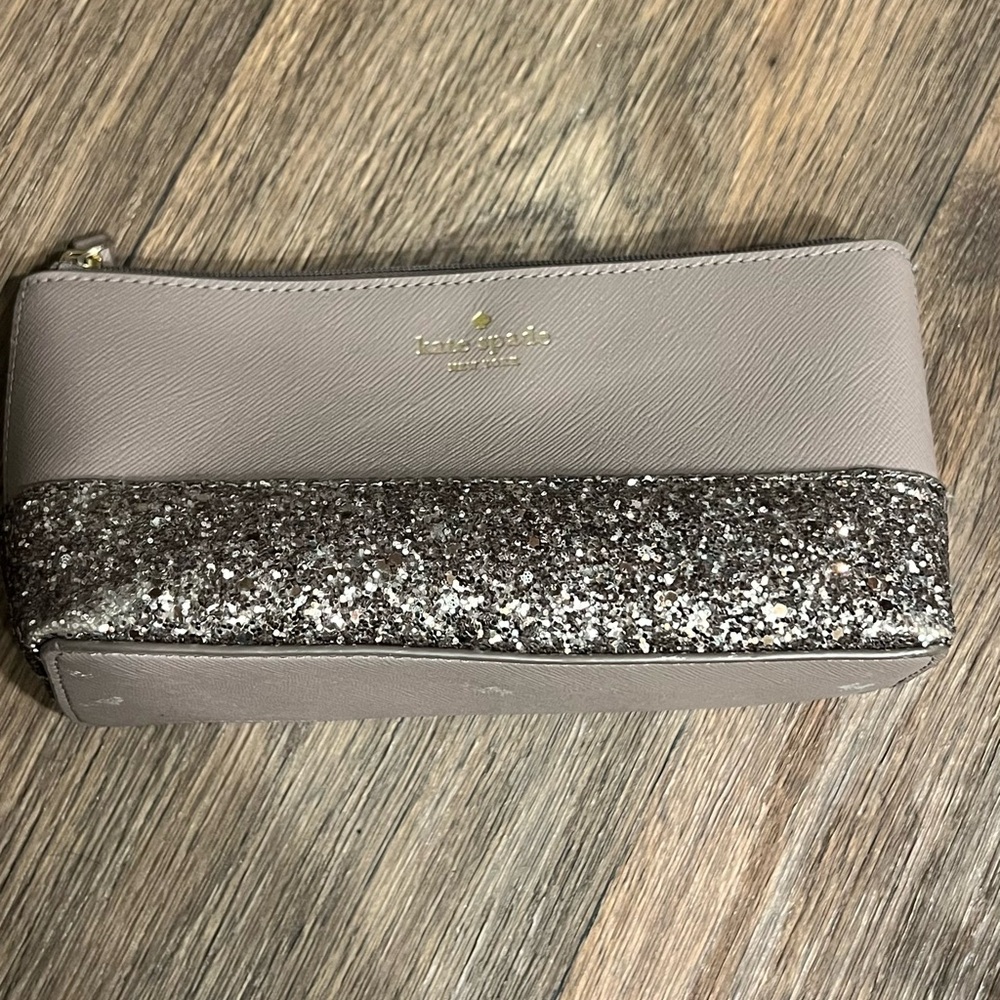 Kate Spade Gray with Glitter Cosmetic Bag